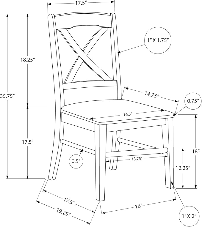 Monarch Specialties I 1320 Dining Chair, Set of 2, Side, Kitchen, Dining Room, White, Wood Legs, Transitional