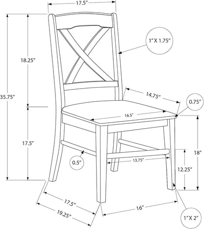 Monarch Specialties I 1320 Dining Chair, Set of 2, Side, Kitchen, Dining Room, White, Wood Legs, Transitional