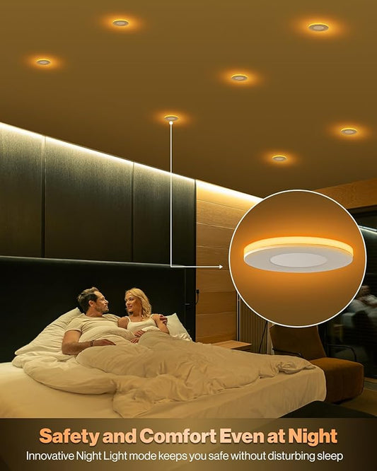 Sunco 6 Pack 3 Inch LED Slim Down Light with Night Light or Indoor Ceiling Fixture Home Living Room Bedroom, 500 Lumens, 6W (40W Equivalent), Selectable CCT 2700K/3000K/4000K/5000K/6000K, Dimmable