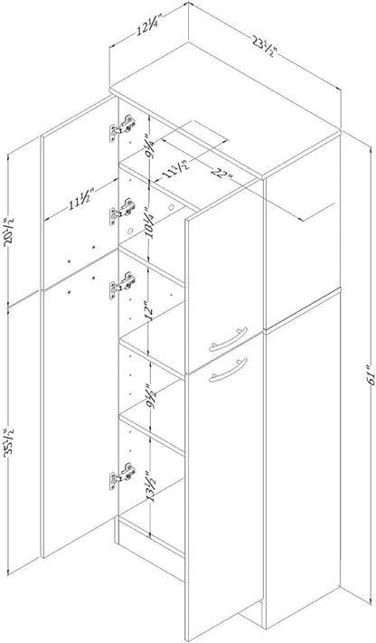 South Shore 10102, Morgan Cherry 4-Door Storage Pantry with Adjustable Shelves