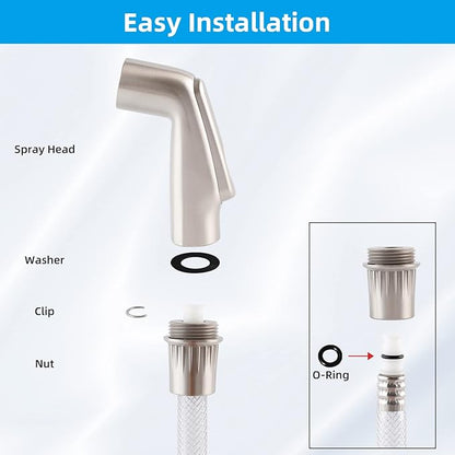 Universal Kitchen Sink Side Sprayer Head Replacement Sink Spray Attachment Compatible with Delta, Moen, Kohler OEM Brand, Kitchen Sink Faucet Sprayer Head, Brushed Nickel