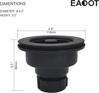 Black Polymer Drain Kitchen Sink Drain Assembly with 2 Removable Basket Strainers and Rubber Stopper for 3.5-Inch Drain Openings, Matching Color of Quartz Granite Sinks