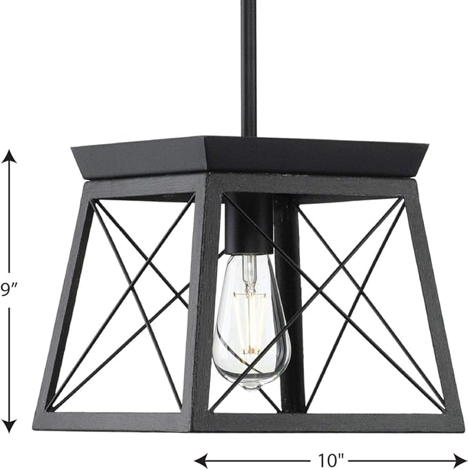 Progress Lighting P500041-031 Briarwood Pendants, Ceruse Black 9.00x10.00x10.00