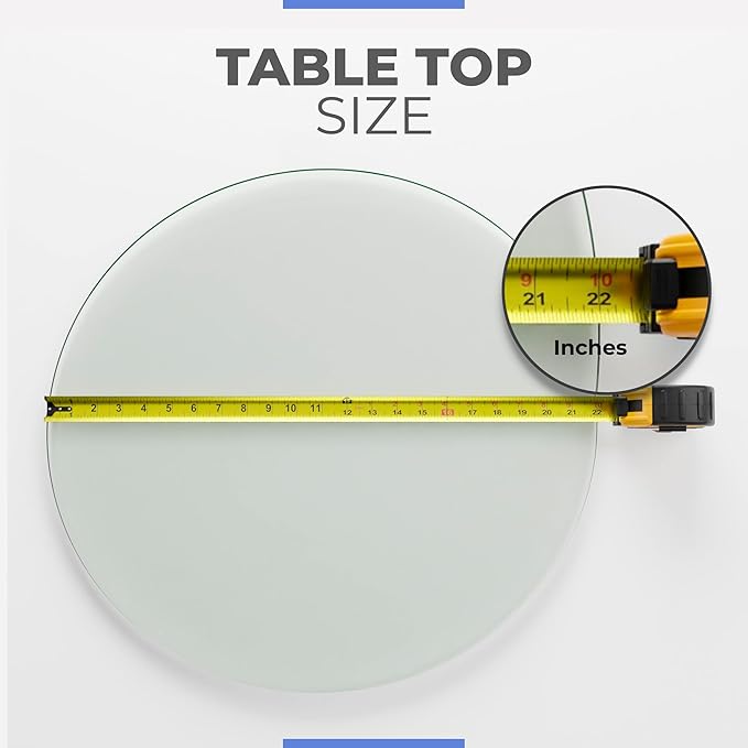 22" Inch Round Glass Table Top 3/8" Thick Pencil Polish Edge Tempered by Fab Glass and Mirror