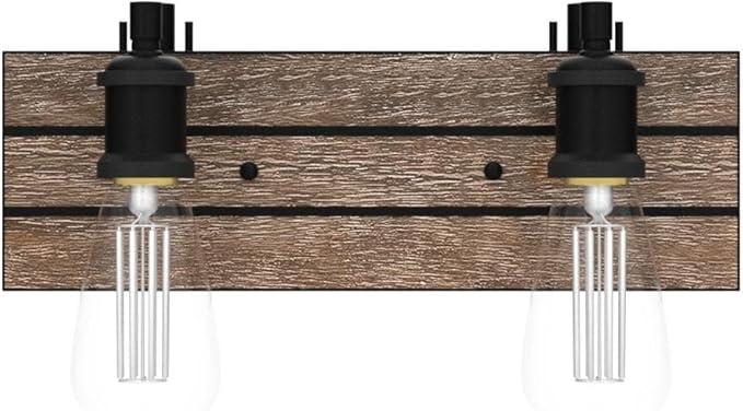 LOG BARN Vanity Lights, Wall Sconce in Rustic Wood and Oil Rubbed Metal Finish, Bathroom Fixture with Adjustable Sockets Over Mirrors
