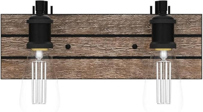 LOG BARN Vanity Lights, Wall Sconce in Rustic Wood and Oil Rubbed Metal Finish, Bathroom Fixture with Adjustable Sockets Over Mirrors
