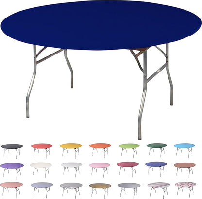 Kwik-Covers 10 Pack of Round Plastic Table Covers - 60" or 72" Round - Indoor or Outdoor Fitted Covers (Tables NOT Included) (Navy, 60" Round)