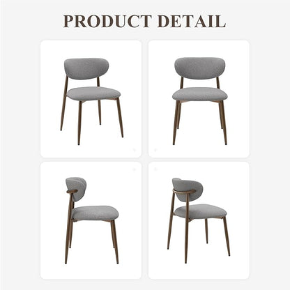MALOL Upholstered Dining Room Chairs Set of 6, Kitchen Chairs with Metal Legs and Anti Slip Pads, Curved Back Dining Chair for Home and Restaurant Use, Light Grey