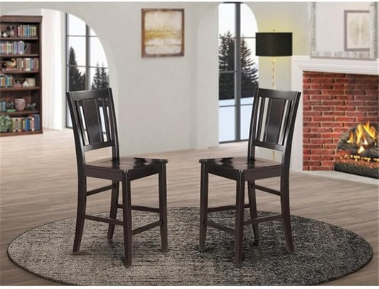 East West Furniture Buckland Wood Counter Height Stools in Black (Set of 2)