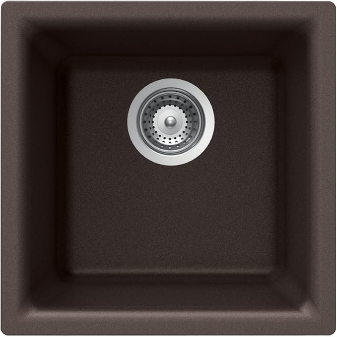 Houzer Quartztone Mocha Granite Composite Kitchen Bar Sink: 16 Inch Dual Mount Single Bowl Sink, Durable & Versatile, Essential for Home & Apartment: E-100 MOCHA