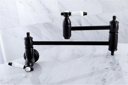Kingston Brass KS3105BPL Bel-Air Wall Mount Pot Filler Kitchen Faucet, Oil Rubbed Bronze