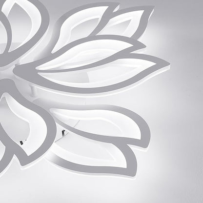 Modern LED Ceiling Light Fixture Dimmable, 28" White Modern Flower Ceiling Light with Remote Control, Low Profile Flush Mount for Bedroom, Kitchen, Living Room