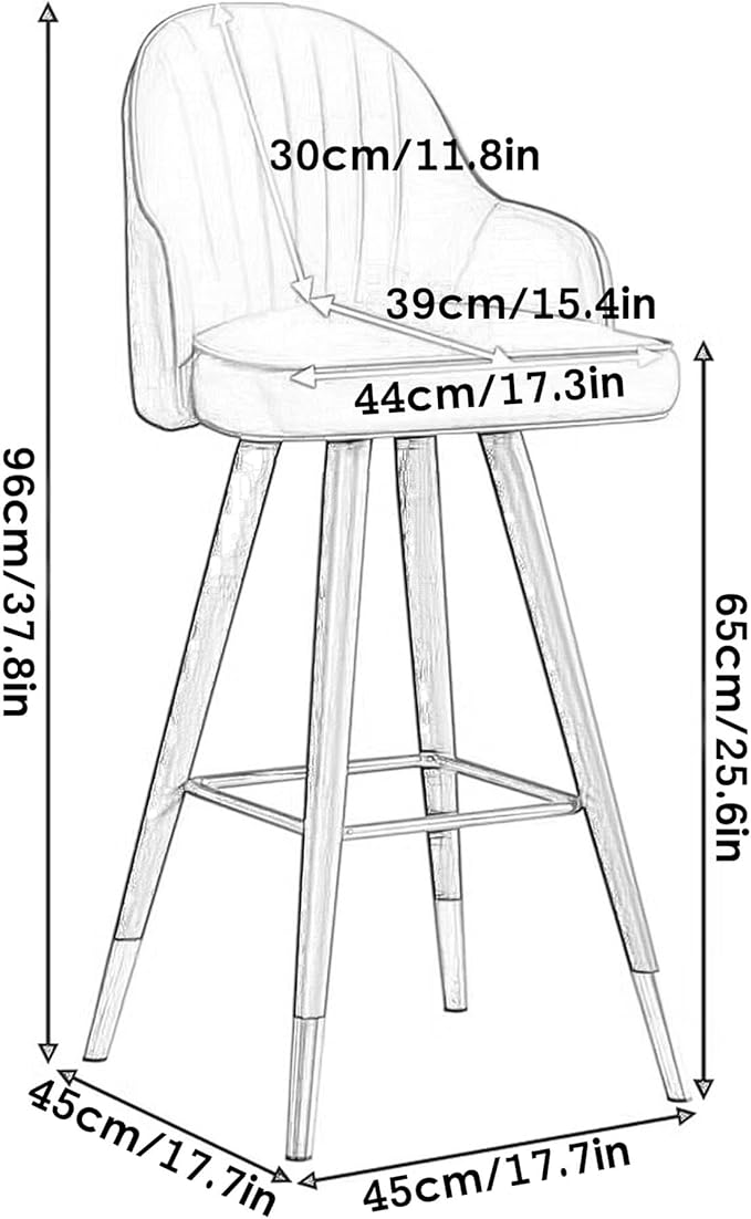 360° s, Leather Upholstered Counter Stools with Back and Footrest, Chairs for Home, Kitchen Island, Dining Room,Light Grey1+Dark Grey1-65CM