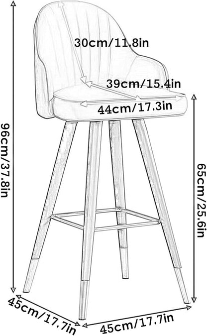 360° s, Leather Upholstered Counter Stools with Back and Footrest, Chairs for Home, Kitchen Island, Dining Room,White+orange-65CM