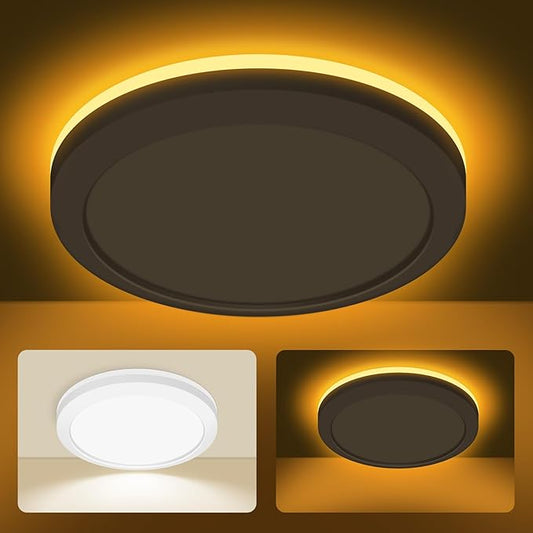 mw 7 Inch LED Flush Ceiling Light with Night Light White, 120V, 15W 2700K/3000K/3500K/4000K/5000K Selectable,Ceiling Lights Flush Mount with Night Light, PMMA Lens, ETL Certified, White, Hard-Wired