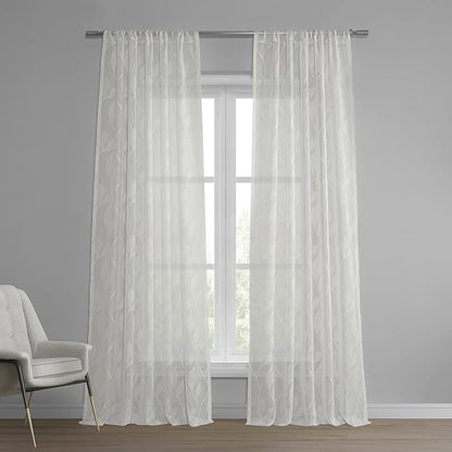 HPD Half Price Drapes Patterned Linen Sheer Curtains For Living Room 50 X 96 (1 Panel), Rod Pocket Window Curtains for Bedroom, Avignon Vine