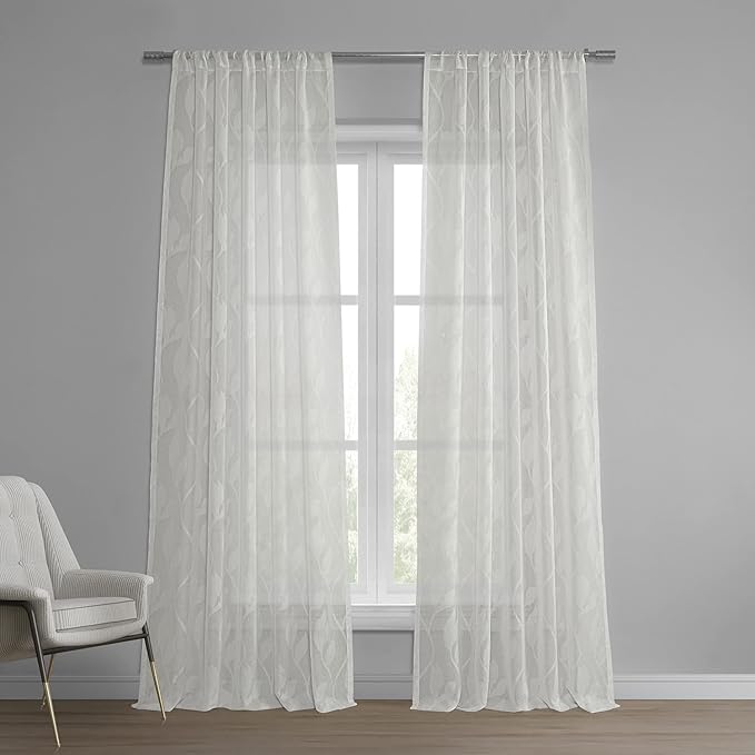 HPD Half Price Drapes Patterned Linen Sheer Curtain For Living Room 50 X 84 (1 Panel), Rod Pocket Window Curtains for Bedroom, Avignon Vine