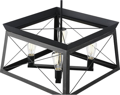 Progress Lighting 4 Light Chandelier, Rustic Farmhouse Style Modern Hanging Light Fixture for Kitchen and Dining Room, Briarwood Collection, Textured Black