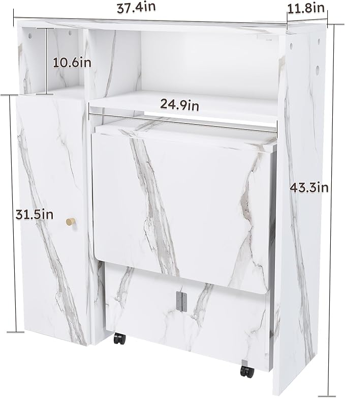Adjustable Extendable Dining Table with Storage & Power Outlets, 15mm Eco-Friendly Board, Silent Wheels, 3-Size Modes, Space-Saving Design for Small Spaces
