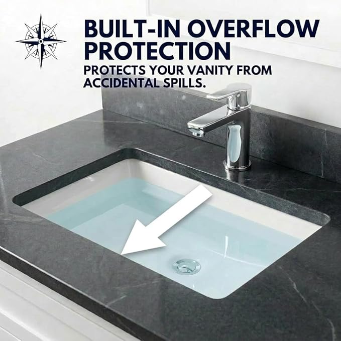 Nantucket Sinks UM-159-W Small Undermount Bathroom Sink – 15" x 9" Interior Rectangular Bowl, Ceramic Bath Sink for Vanity, w Overflow, High Gloss White Vitreous China, Scratch & Stain Resistant