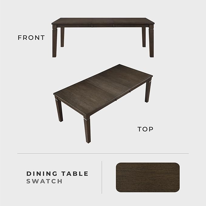 Lexicon Modern Dining Table, Expandable Wooden Kitchen Table with Removable Leaf, Space Saving, Seats for 4-6 People, for Home, Dining Room, 66 Inch-84 Inch, Dark Espresso