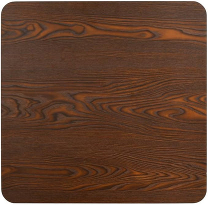 Dark Brown Bistro Table 23.6x23.6 Inch MDF Top with Steel Base Compact Dining Table for Small Spaces Kitchen Island Breakfast Nook