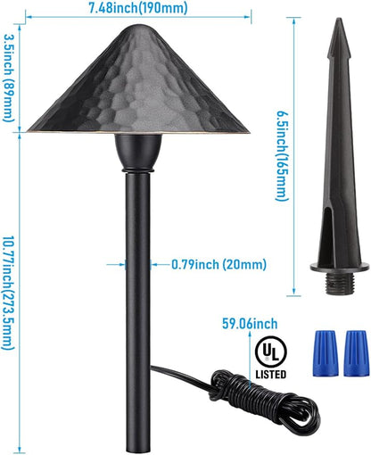 LEONLITE 12-Pack LED Low Voltage Landscape Path Light, 3W 12-24V AC/DC, Pathway Lighting Wired, Outdoor Light for Yard Lawn, ETL CRI90+ Unique Vintage Golden Edge, Black Aluminum, 3000K Warm White