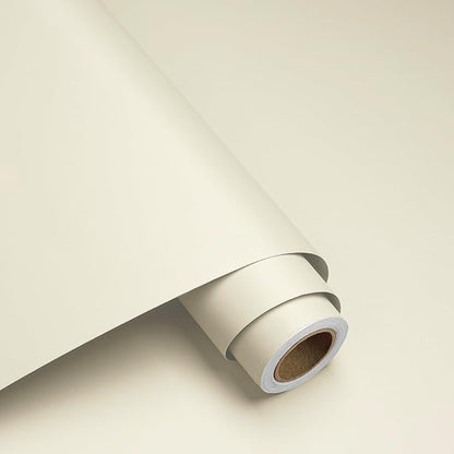 Decotalk 24x120 Inch Beige Contact Paper Peel and Stick SolidBeige Contact Paper for Cabinets Vinyl Wrap Beige Wallpaper Peel and Stick Solid Color Wallpaper for Bedroom Walls, Self Adhesive