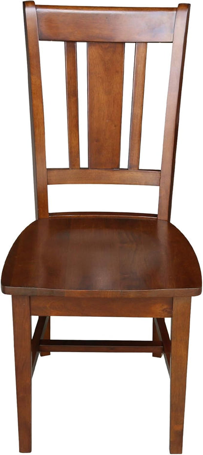 IC International Concepts, Set of Two San Remo SplatBack Dining Chairs, Espresso, 225lbs wt capacity, Solid Real Wood, Sturdy Parawood, Espresso