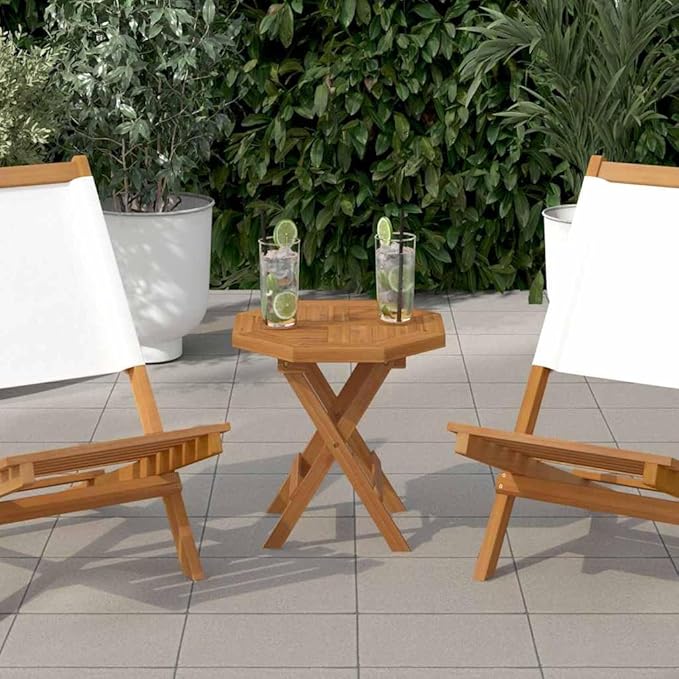 Octagonal Teak Table Top 15.7 x 15.7 in Solid Wood Slab Outdoor Indoor Replacement for Small Workbench Bistro Coffee Station RV Kitchen Dining Nook
