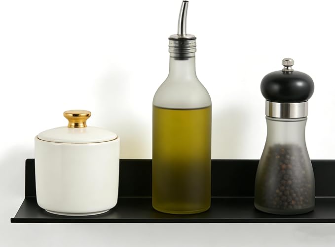 Z metnal Bathroom Shelf, Small Floating Wall Shelves, Decorative Ledge Shelf, Aluminum, Wall Mounted, Matt Black, 20/16/12 inch, 3 Set