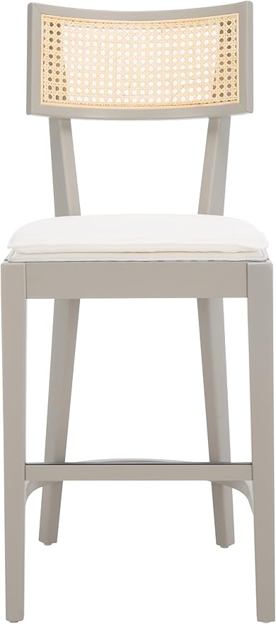 SAFAVIEH Home Collection Galway Grey/Natural 27-inch Seat Height Counter Stool for Kitchen Island Breakfast Nook
