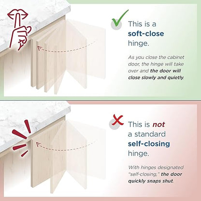 Amerock 2 Pack 3/4 inch Overlay Soft-Closing Compact Concealed Hinge for Face Frame Cabinet, 105-degree Opening Angle with 3-Way adjustability