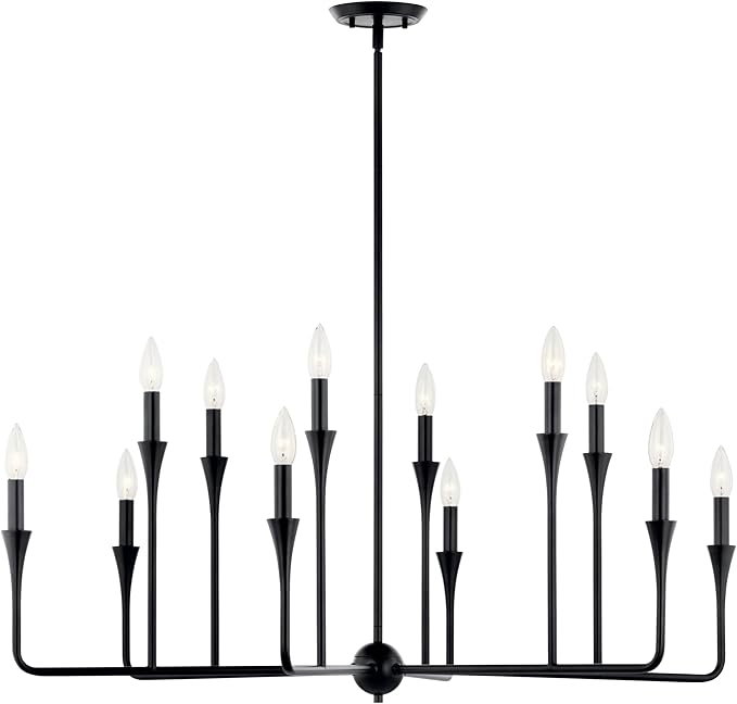 Kichler Alvaro 12-Light Multi-Tier Chandelier, Soft Modern Light in Black, for Foyer, Great or Living Room or Large Dining Room (20" x 39.75"), 52692BK