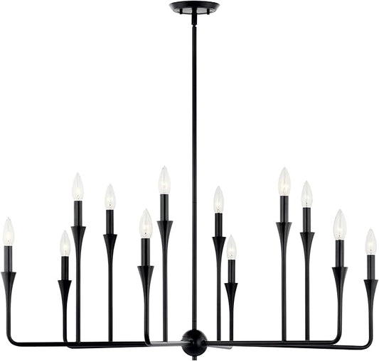 Kichler Alvaro 12-Light Multi-Tier Chandelier, Soft Modern Light in Black, for Foyer, Great or Living Room or Large Dining Room (20" x 39.75"), 52692BK