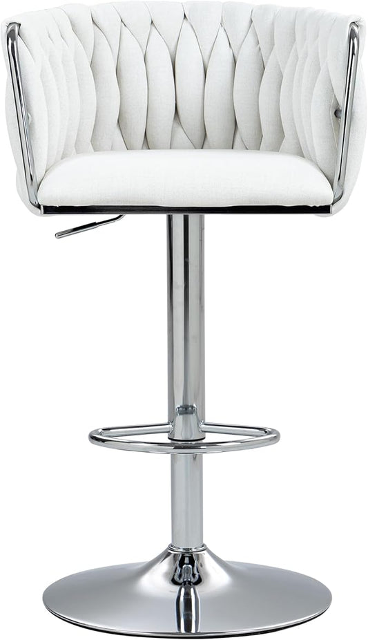 Gecheer 360° Swivel Bar Stools Set of 2, Adjustable Height with Woven Back & Footrest,for Kitchen Island, Cafe, Pub (Beige) Multiple Family Members can use it for Daily Dining YHS-W2215P184992