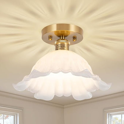 Semi Flush Mount Ceiling Light,Hallway Vintage Lights Fixture Ceiling White 11" Ceiling Light E26 Bulb Included Vintage Lights Fixtures for Closet Hallway Kitchen Dining Room