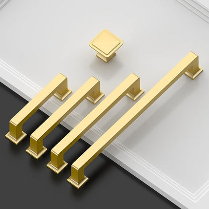 Amerdeco 10 Pack Brushed Gold Cabinet Pulls 5 Inch(128MM) Hole Centers Kitchen Cabinet Handles Cabinet Hardware Kitchen Handles for Cabinets Cupboard Handles Drawer Pulls ZH0019