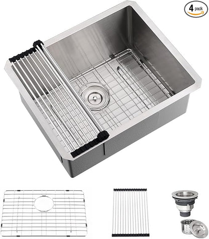 Stainless Steel Laundry Sink Undermount-Hovheir 21x18x12 Stainless Steel Utility Sink Undermount Sink 16 Gauge Single Bowl Deep Laundry Room Kitchen Sink