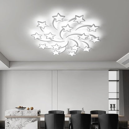 JAYMP Star Shaped Ceiling Light Dimmable Modern Ceiling Lamp Remote Control LED Lighting Fixture for Bedroom Living Room Dining Room (White/15 Stars)