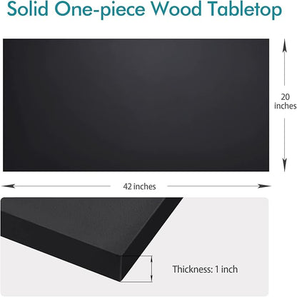 Kaboon 42x20 inches Tabletop, Solid One-Piece Desktop for Sit Stand Desk, Double Desks, L Desk DIY,Wood Countertop Home or Commercial Use,1 inch Thick, Black, 20" D x 42" W