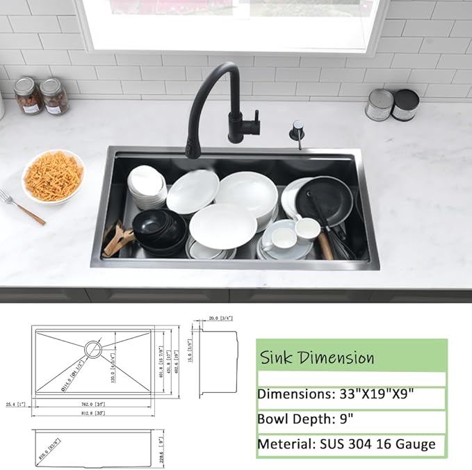 30 Inch Black Undermount Kitchen Sink Workstation-Wesliv 30x19 Undermount Kitchen Sink 16 Gauge Ledge Workstation Sink Single Bowl Deep Kitchen Sink with Cutting Board
