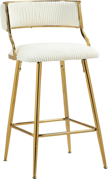 Modern Dining Chairs,Set of 2 with Ergonomic Supportive Curved Backrests,Sturdy and Stylish Simple Natural Design,Versatile Use Kitchen Island Counter Bar Stools Footrest,Everyday in,Beige-Corduroy-F