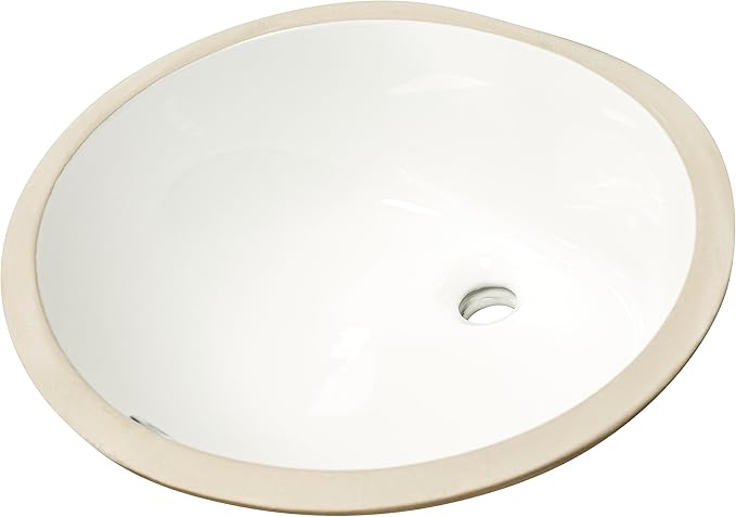 MSI 19.5” (L) x 16.0” (W) x 8.125” (H) Oval Porcelain Ceramic Undermount Bathroom Vanity Vessel Sink, White