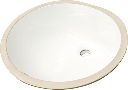 MSI 19.5” (L) x 16.0” (W) x 8.125” (H) Oval Porcelain Ceramic Undermount Bathroom Vanity Vessel Sink, White