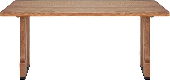 BROVAVE 63" Scratch-Resistant MDF Island Table, Rustic Dining Table with Farmhouse Pedestal, Mid Century Dining Table with Easy Cleaning for Kitchens & Apartments, Natural