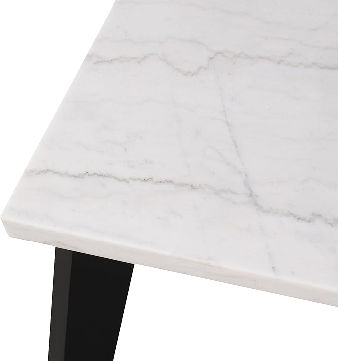 Furniture of America Isolde Contemporary 54-inch Marble Top Square Counter Height Dining Table with Tapered Legs, Easy Assembly for Home Kitchen, Living Room, Dinettes, Black and White
