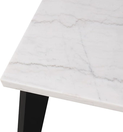 Furniture of America Isolde Contemporary 54-inch Marble Top Square Counter Height Dining Table with Tapered Legs, Easy Assembly for Home Kitchen, Living Room, Dinettes, Black and White