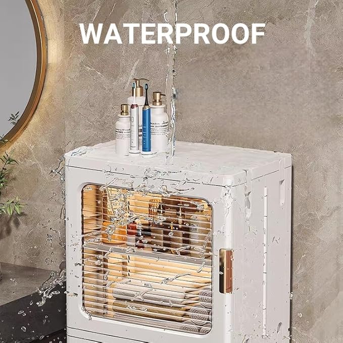 2 Layer Bathroom Storage Cabinet with Wheels and Shelf Plastic Thin Cabinets for Narrow Spaces Small Space Saver for Bathroom Laundry Living Room Beside Toilet Organization