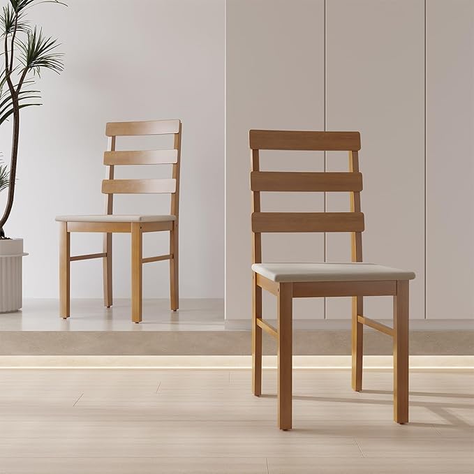 Majnesvon Dining Room Chairs Set of 2, Farmhouse Kitchen Table Set with Chairs, Wood Dining Table Chair for Kitchen, Restaurant, Apartment (Brown 2 Chair)